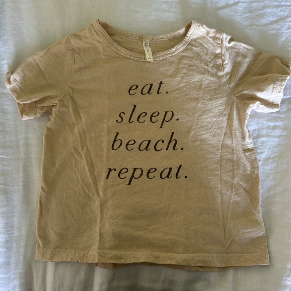 Kids Short Sleeve Tee - Eat. Sleep. Beach. Repeat. - Beige
